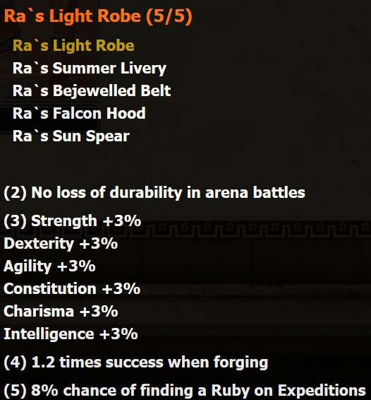 Ra's Lights Robe stats