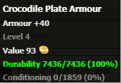 Crocodile Plate Armour stats