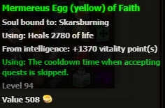 Easter egg (yellow) stats