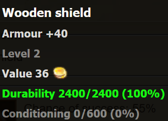 Wooden shield stats