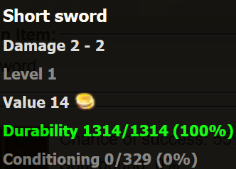 Short sword stats
