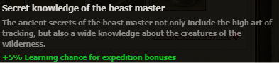 Secret Knowlege of the beast master stats