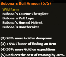 Bubona's Bull Armour stats