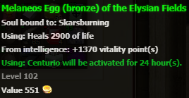 Easter egg (bronze) stats