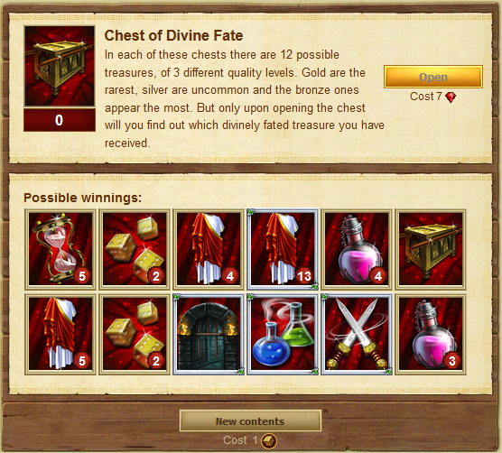 Chest of Divine Fate interface